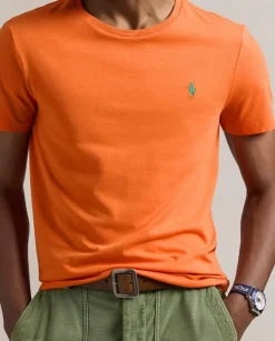 Pomarańczowa bawełniana koszulka Slim Fit