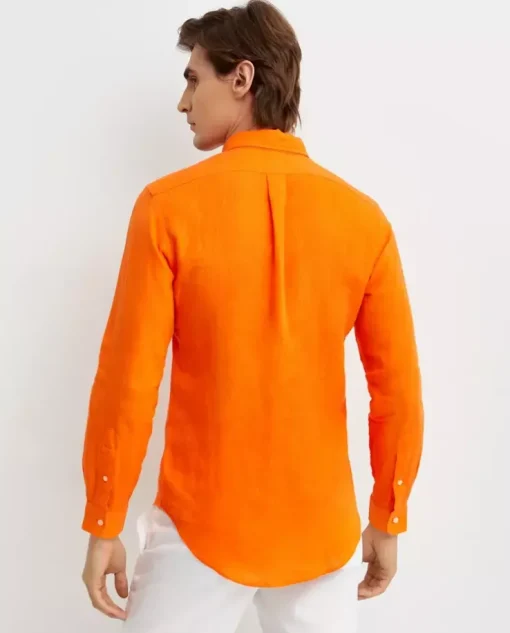 Pomarańczowa koszula z lnu Custom Fit