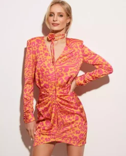 Pomarańczowa sukienka z printem Larissa