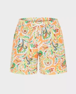 Pomarańczowe kąpielówki z nadrukiem paisley