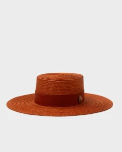 Pomarańczowy kapelusz Wide Brim Canotier