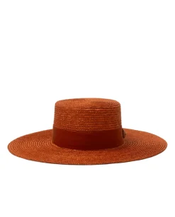 Pomarańczowy kapelusz Wide Brim Canotier