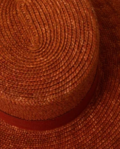 Pomarańczowy kapelusz Wide Brim Canotier