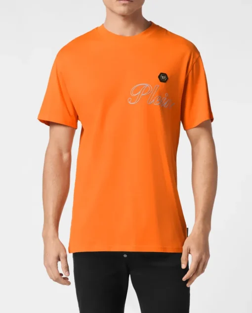 Pomarańczowy t-shirt z logo
