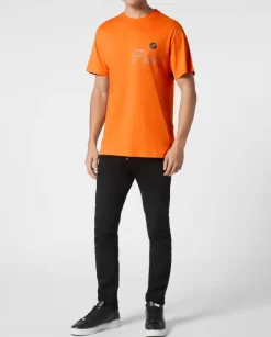 Pomarańczowy t-shirt z logo