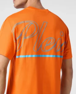Pomarańczowy t-shirt z logo