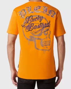 Pomarańczowy t-shirt z nadrukiem Paisley Gothic