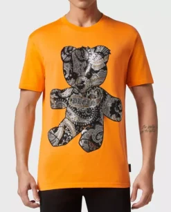 Pomarańczowy t-shirt z wzorem Paisley Teddy Bear