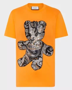 Pomarańczowy t-shirt z wzorem Paisley Teddy Bear