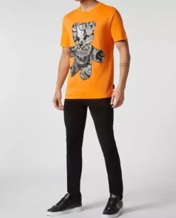 Pomarańczowy t-shirt z wzorem Paisley Teddy Bear