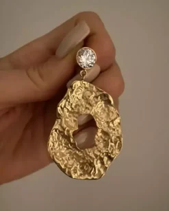 Pozłacane kolczyki Peletier Strass