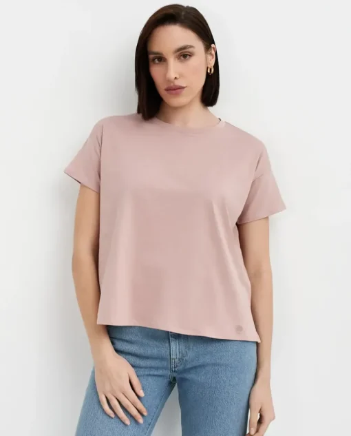 Pudroworóżowy bawełniany t-shirt