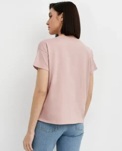 Pudroworóżowy bawełniany t-shirt