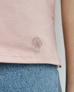 Pudroworóżowy bawełniany t-shirt