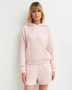 Różowa bluza z kapturem i logo