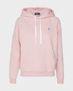 Różowa bluza z kapturem i logo