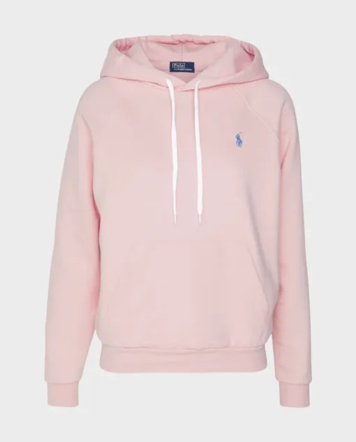 Różowa bluza z kapturem i logo