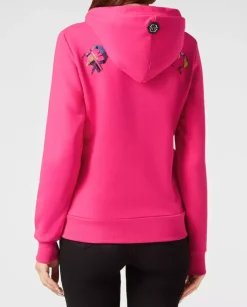 Różowa bluza z kryształową czaszką Smile