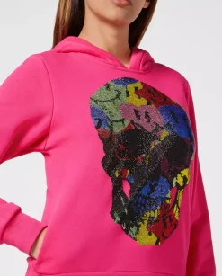 Różowa bluza z kryształową czaszką Smile