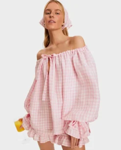 Różowa bluzka w kratę Cha-Cha