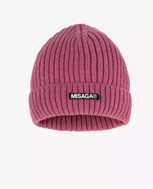 Różowa czapka z wełny merino