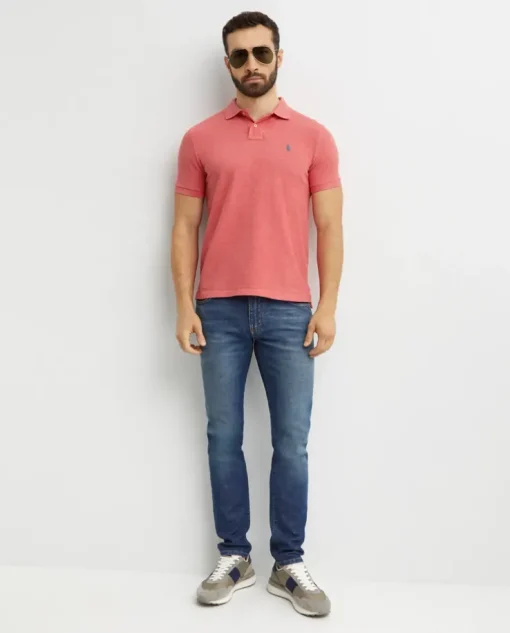 Różowa koszulka polo Custom Slim Fit