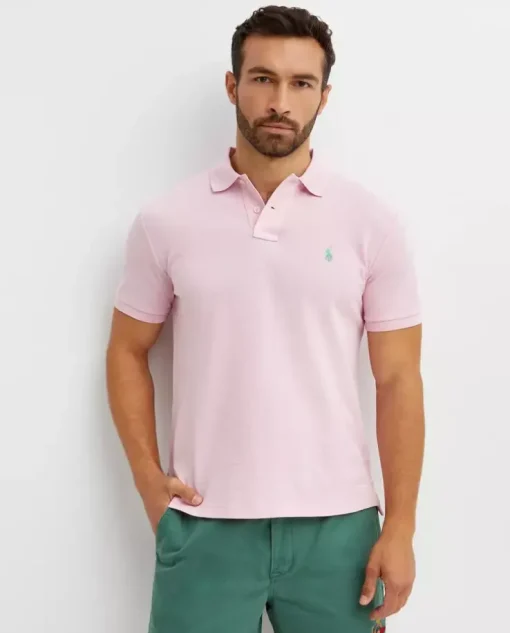 Różowa koszulka polo Custom Slim Fit