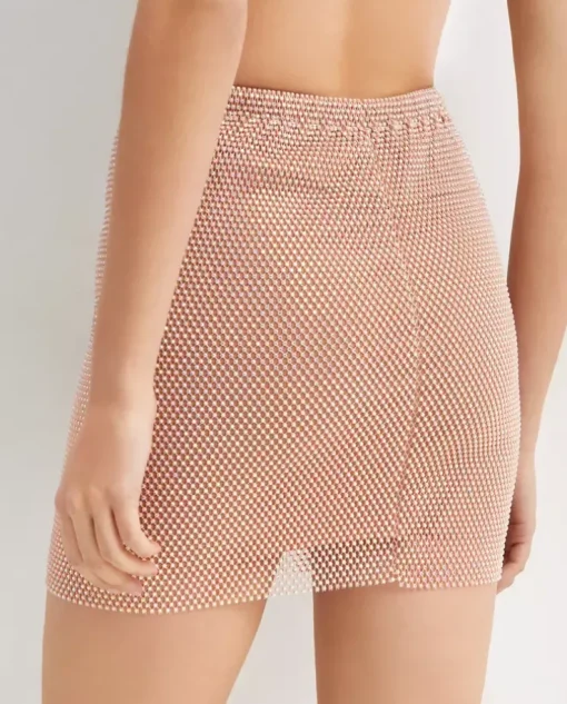 Różowa spódnica mini z kryształów Diamond