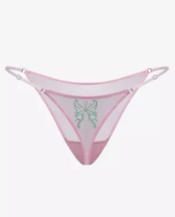 Różowe stringi z haftem Butterfly