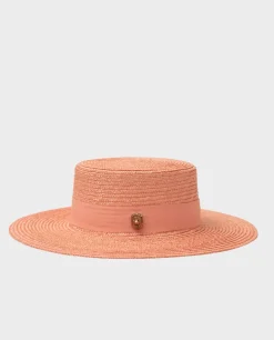 Różowy kapelusz Wide Brim Canotier