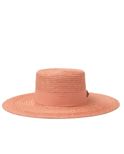 Różowy kapelusz Wide Brim Canotier