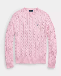 Różowy sweter z bawełny z logo