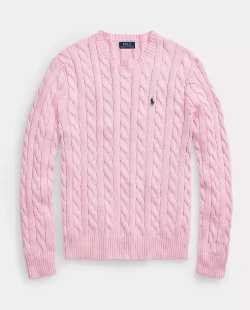 Różowy sweter z bawełny z logo