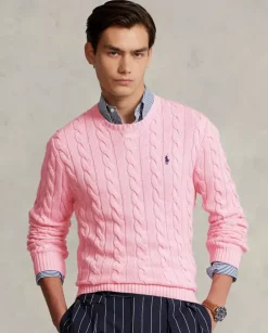 Różowy sweter z bawełny z logo
