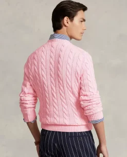 Różowy sweter z bawełny z logo