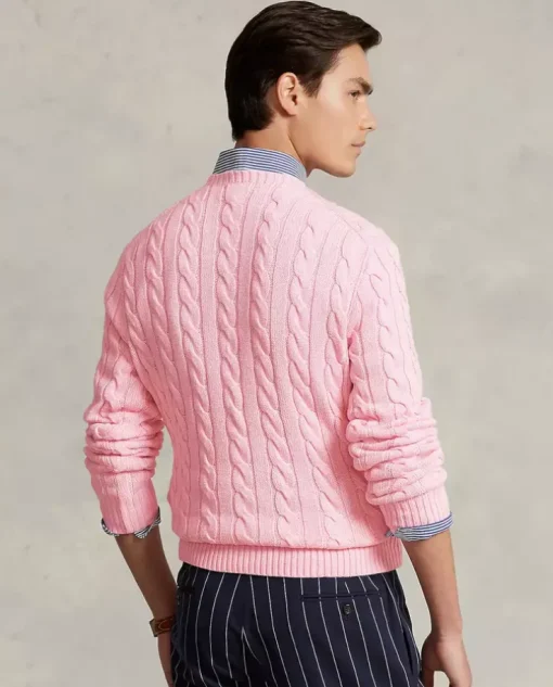 Różowy sweter z bawełny z logo