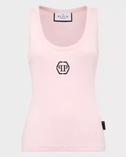 Różowy tank top z logo Hexagon
