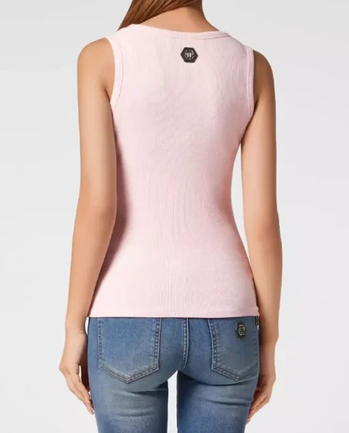 Różowy tank top z logo Hexagon