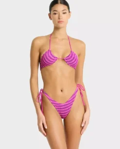 Różowy top od bikini w paski Sofie