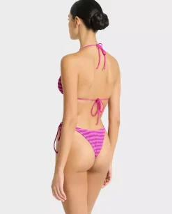 Różowy top od bikini w paski Sofie