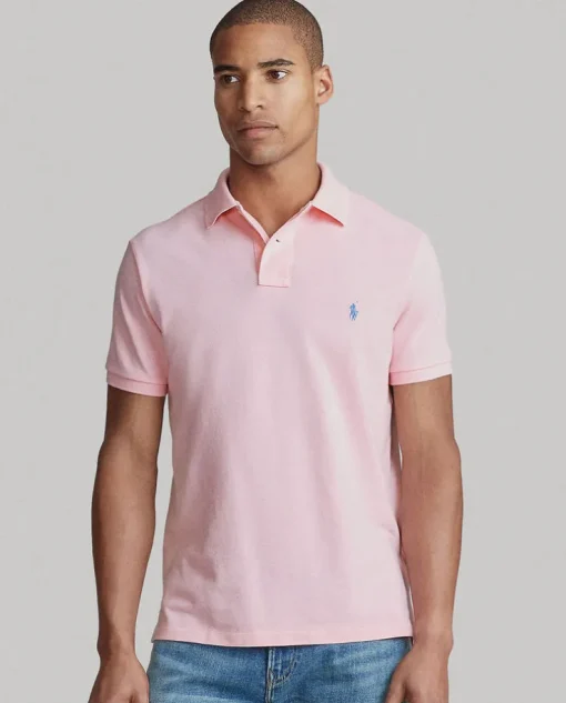 Różowy t-shirt polo Classic Fit