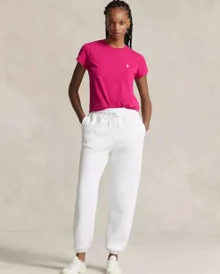 Różowy T-shirt Straight Fit z logo