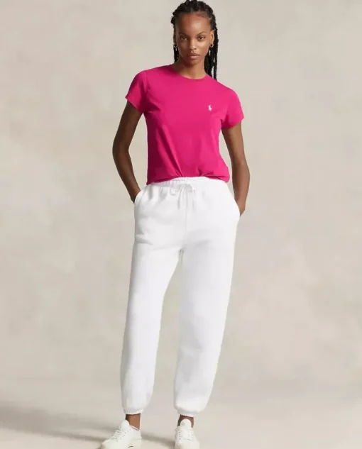 Różowy T-shirt Straight Fit z logo