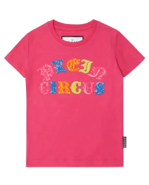Różowy T-shirt z aplikacją