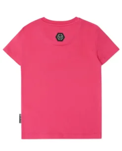 Różowy T-shirt z aplikacją