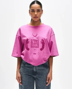 Różowy t-shirt z nadrukiem