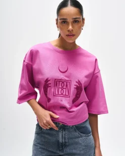 Różowy t-shirt z nadrukiem