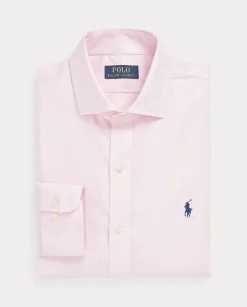 Różowym koszula z logo Slim Fit
