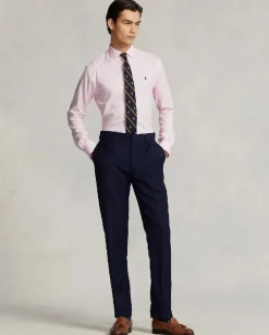 Różowym koszula z logo Slim Fit