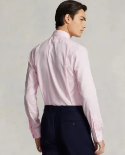 Różowym koszula z logo Slim Fit